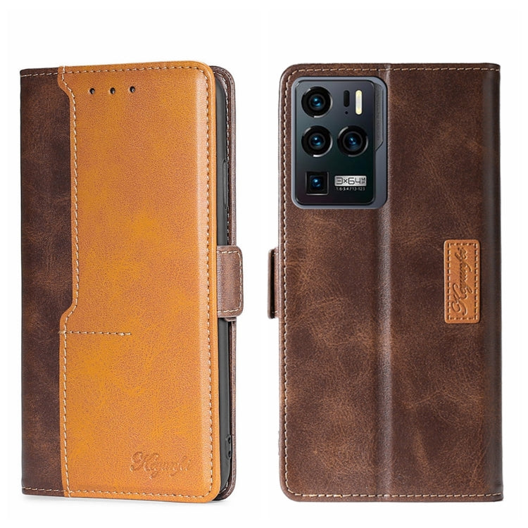 For ZTE Axon 30 Ultra Contrast Color Side Buckle Leather Phone Case