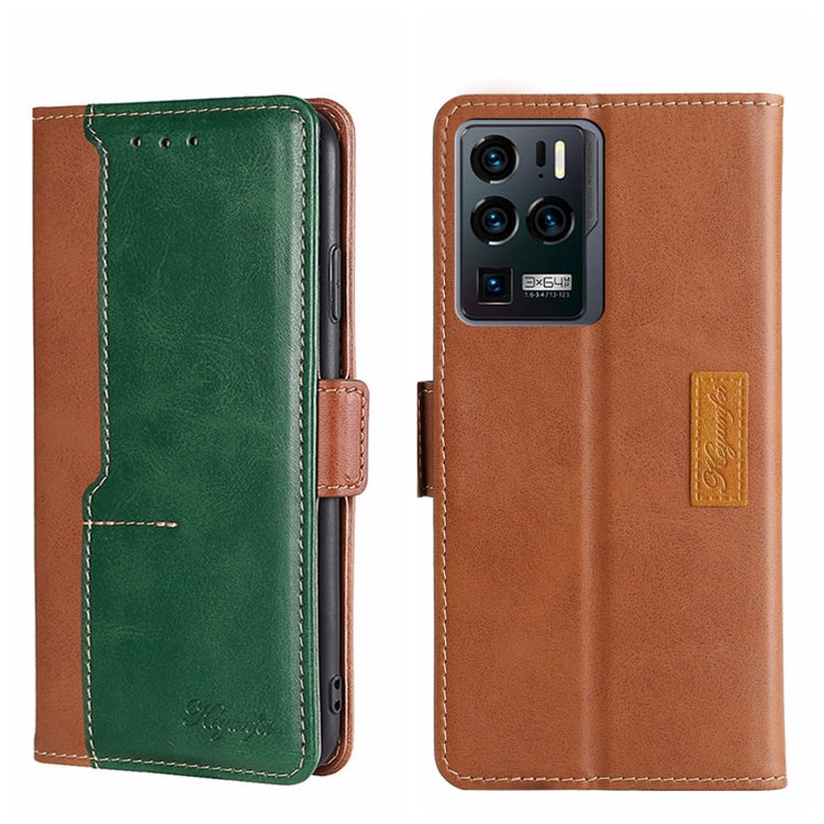 For ZTE Axon 30 Ultra Contrast Color Side Buckle Leather Phone Case