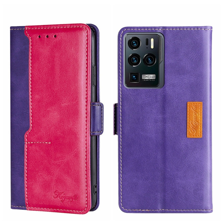 For ZTE Axon 30 Ultra Contrast Color Side Buckle Leather Phone Case