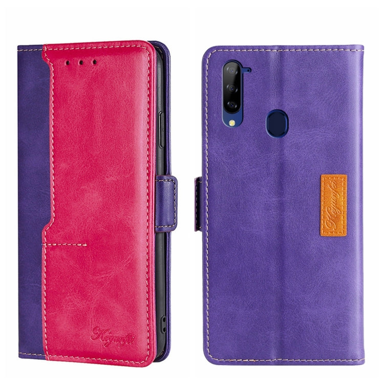 For ZTE Libero 5G Contrast Color Side Buckle Leather Phone Case