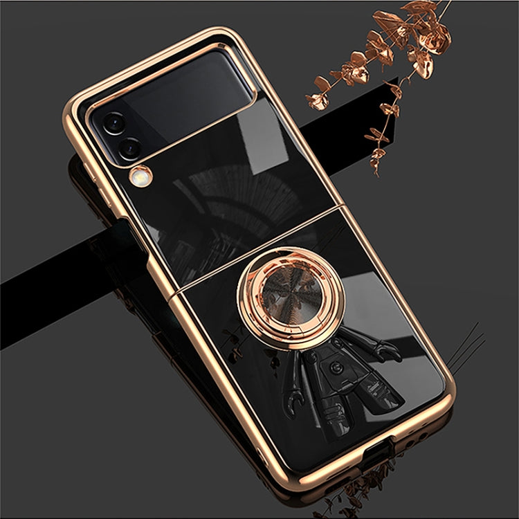 For Samsung Galaxy Z Flip4 6D Plating Astronaut Ring Kickstand Phone Case
