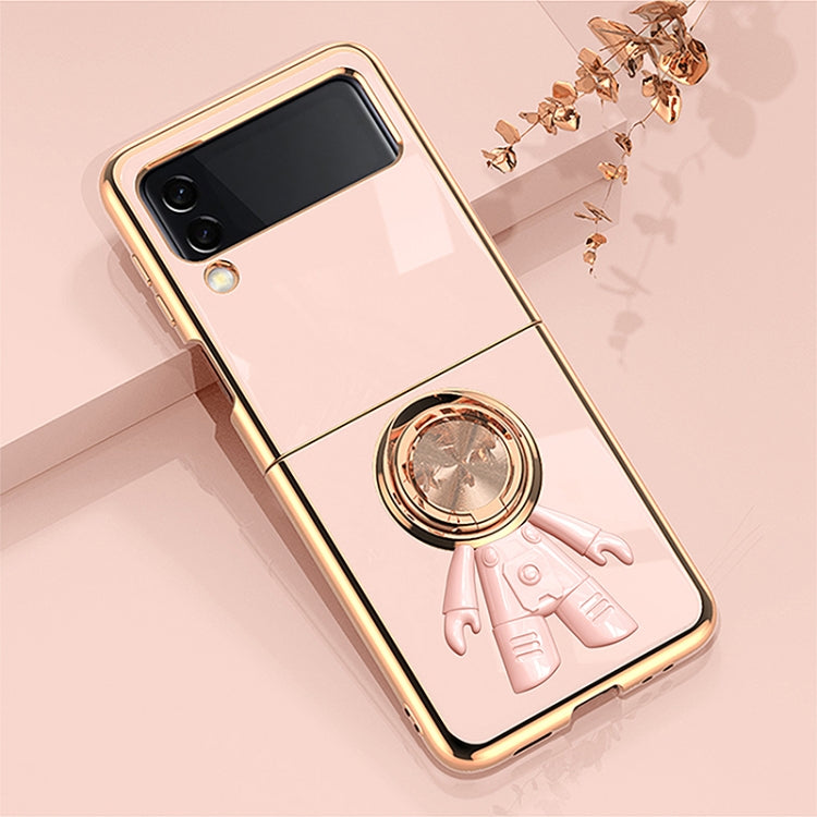 For Samsung Galaxy Z Flip4 6D Plating Astronaut Ring Kickstand Phone Case