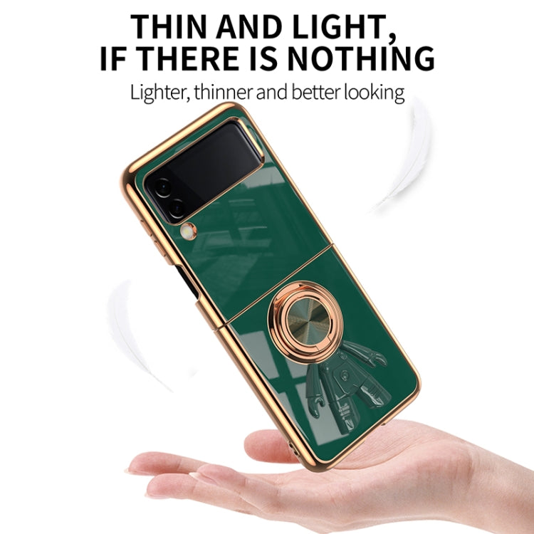 For Samsung Galaxy Z Flip4 6D Plating Astronaut Ring Kickstand Phone Case
