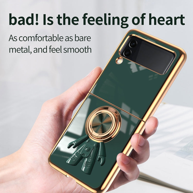 For Samsung Galaxy Z Flip4 6D Plating Astronaut Ring Kickstand Phone Case
