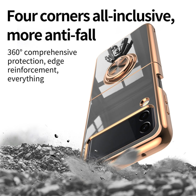For Samsung Galaxy Z Flip3 6D Plating Astronaut Ring Kickstand Phone Case