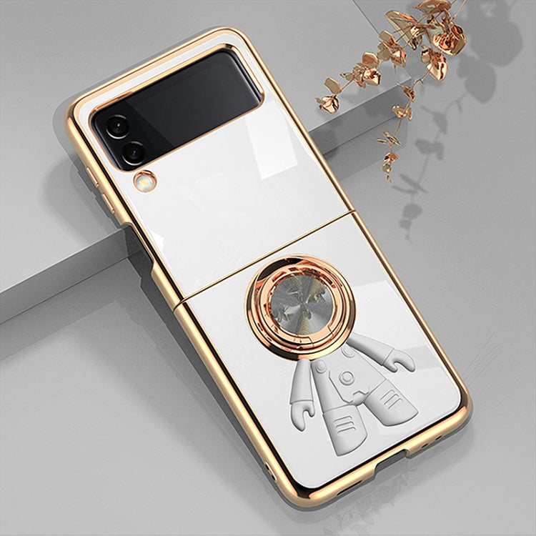 For Samsung Galaxy Z Flip3 6D Plating Astronaut Ring Kickstand Phone Case