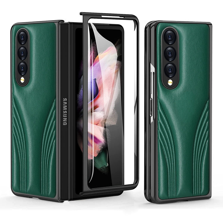 For Samsung Galaxy Z Fold3 5G GKK Car Design PC+ Leather Texture Phone Case