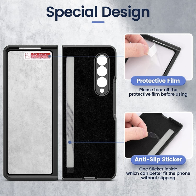 For Samsung Galaxy Z Fold3 5G GKK Car Design PC+ Leather Texture Phone Case