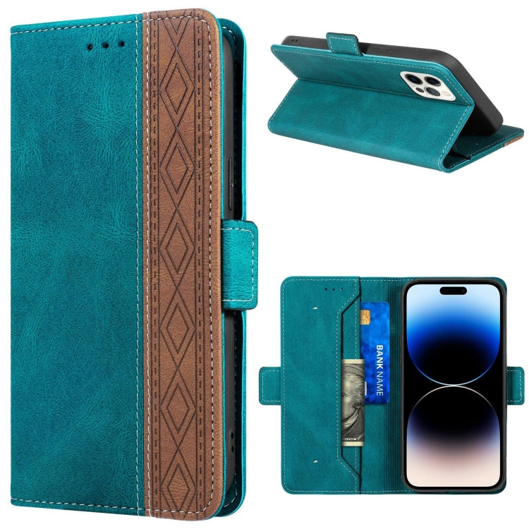 For iPhone 14 Pro Stitching Magnetic RFID Leather Case