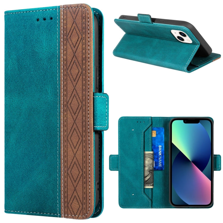 For iPhone 14 Plus Stitching Magnetic RFID Leather Case
