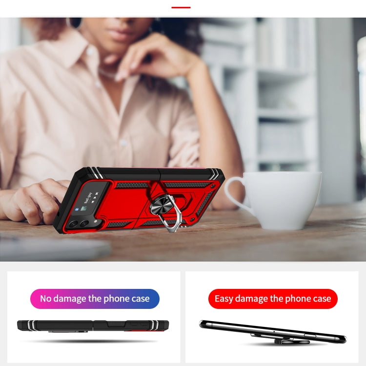 For Samsung Galaxy Z Flip4 Shockproof TPU + PC Protective Case with 360 Degree Rotating Holder