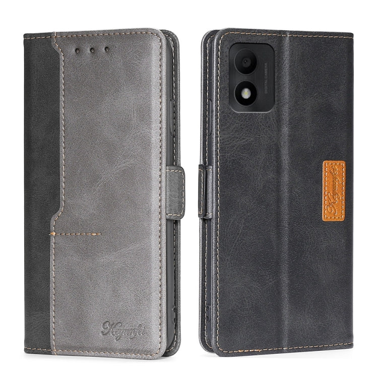 For TCL 303 Contrast Color Side Buckle Leather Phone Case