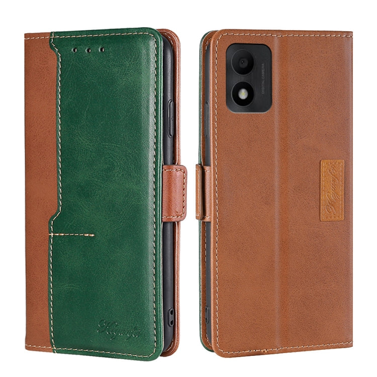 For TCL 303 Contrast Color Side Buckle Leather Phone Case