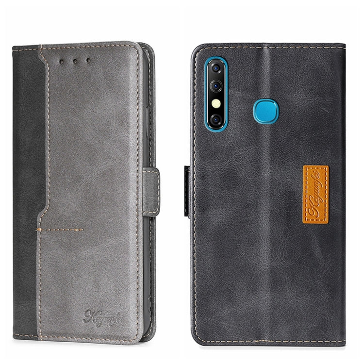 For Infinix Hot 8/Hot 8 Lite/Tecno Camon 12 Contrast Color Side Buckle Leather Phone Case