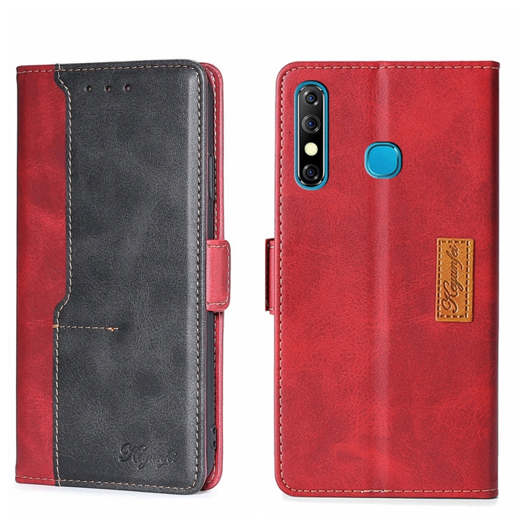 For Infinix Hot 8/Hot 8 Lite/Tecno Camon 12 Contrast Color Side Buckle Leather Phone Case