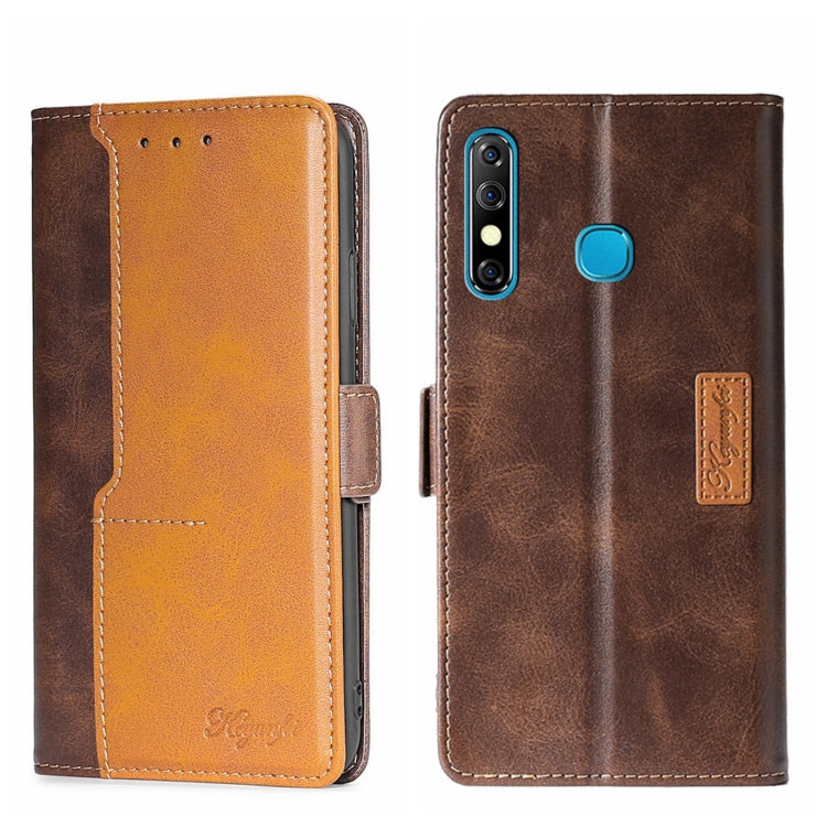 For Infinix Hot 8/Hot 8 Lite/Tecno Camon 12 Contrast Color Side Buckle Leather Phone Case