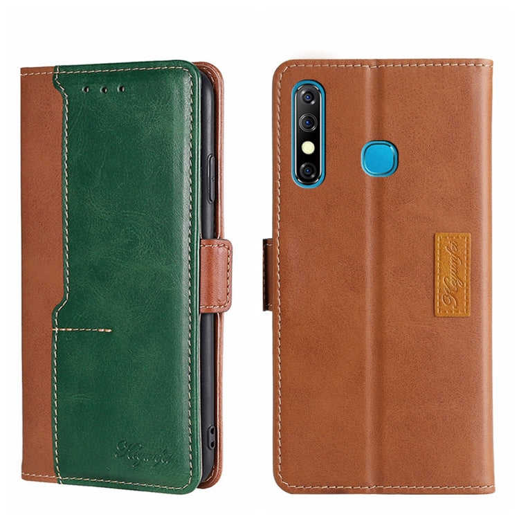 For Infinix Hot 8/Hot 8 Lite/Tecno Camon 12 Contrast Color Side Buckle Leather Phone Case