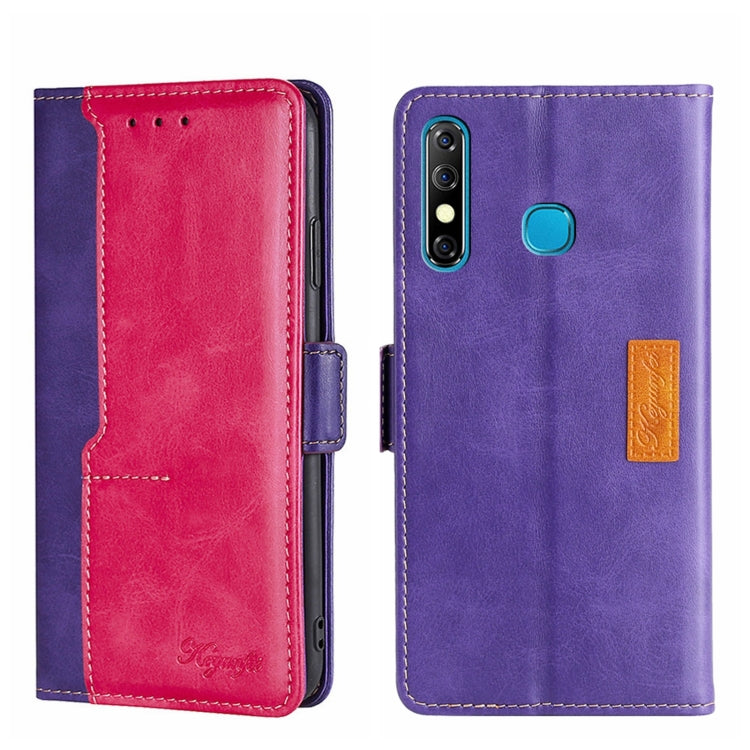 For Infinix Hot 8/Hot 8 Lite/Tecno Camon 12 Contrast Color Side Buckle Leather Phone Case