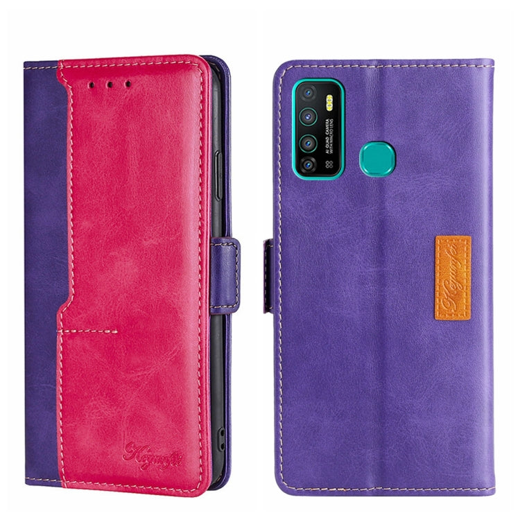 For Infinix Hot 9/Note 7 Lite X655C Contrast Color Side Buckle Leather Phone Case