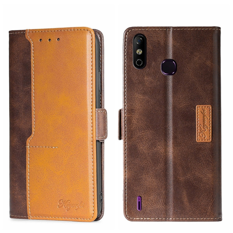 For Infinix Smart 4 X653 Contrast Color Side Buckle Leather Phone Case