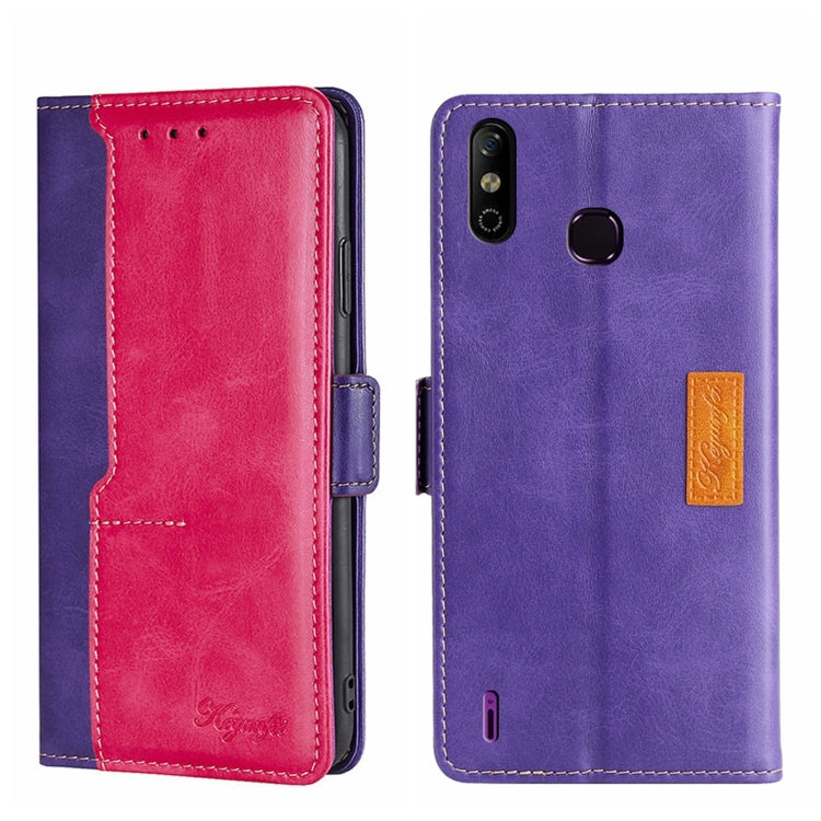For Infinix Smart 4 X653 Contrast Color Side Buckle Leather Phone Case