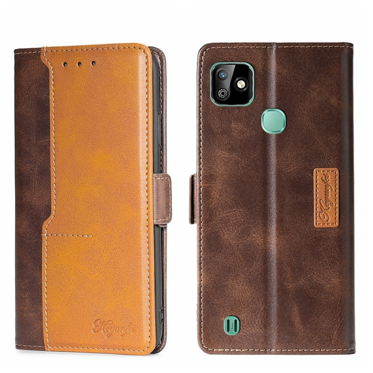 For Infinix Smart HD 2021 X612 Contrast Color Side Buckle Leather Phone Case