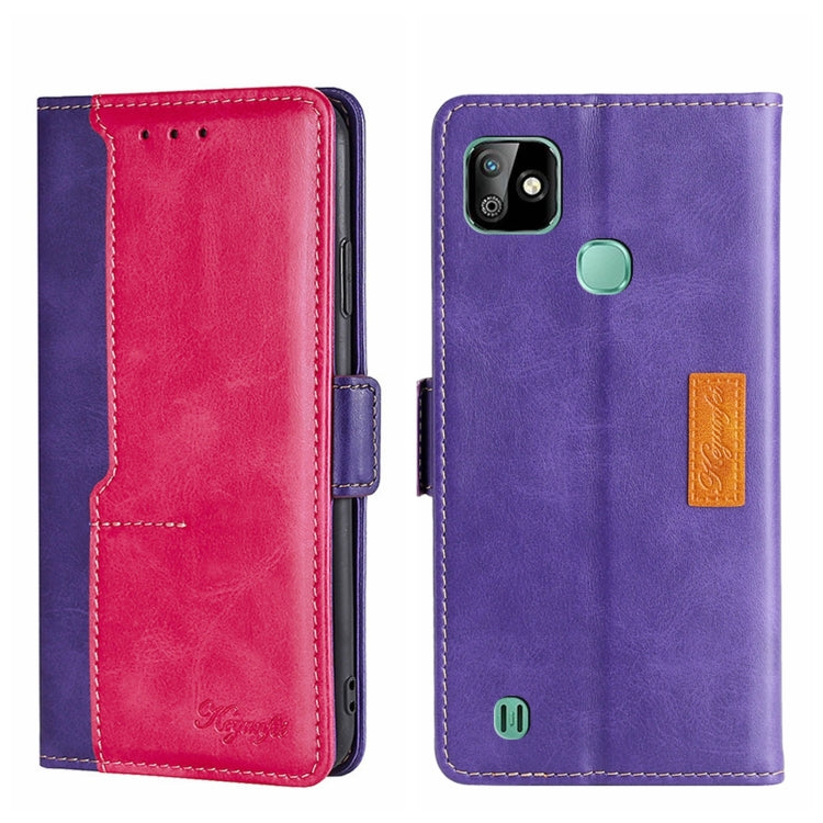For Infinix Smart HD 2021 X612 Contrast Color Side Buckle Leather Phone Case