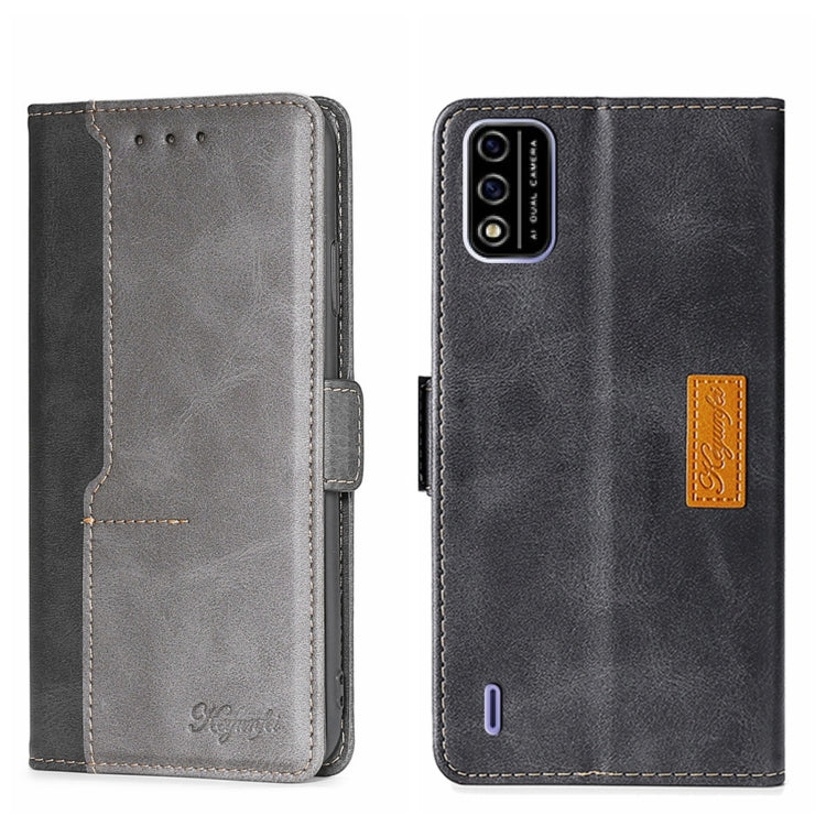 For Itel A48 Contrast Color Side Buckle Leather Phone Case