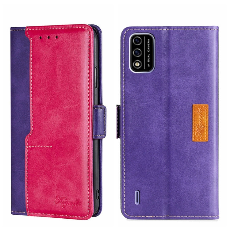 For Itel A48 Contrast Color Side Buckle Leather Phone Case