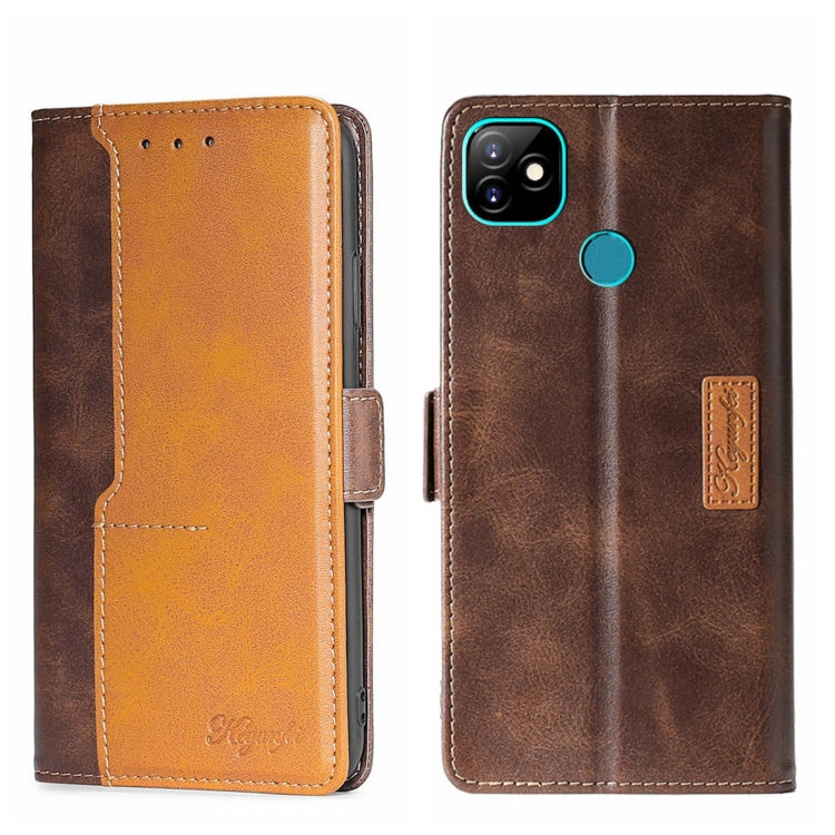 For Itel Vision 1 Contrast Color Side Buckle Leather Phone Case