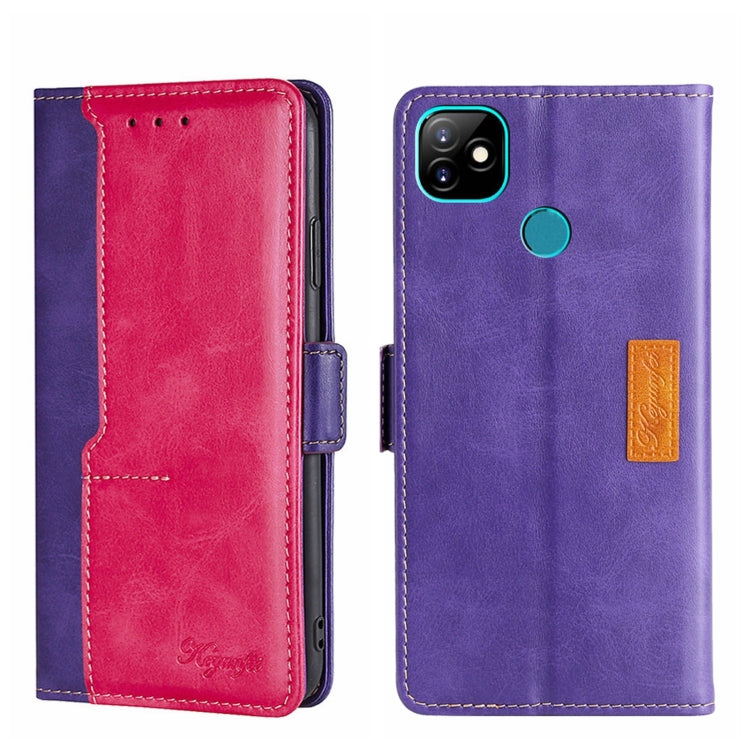 For Itel Vision 1 Contrast Color Side Buckle Leather Phone Case
