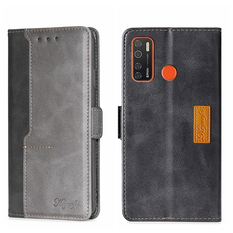 For Tecno Camon 15/Camon 15 Air/Spark 5/Spark 5 Pro Contrast Color Side Buckle Leather Phone Case