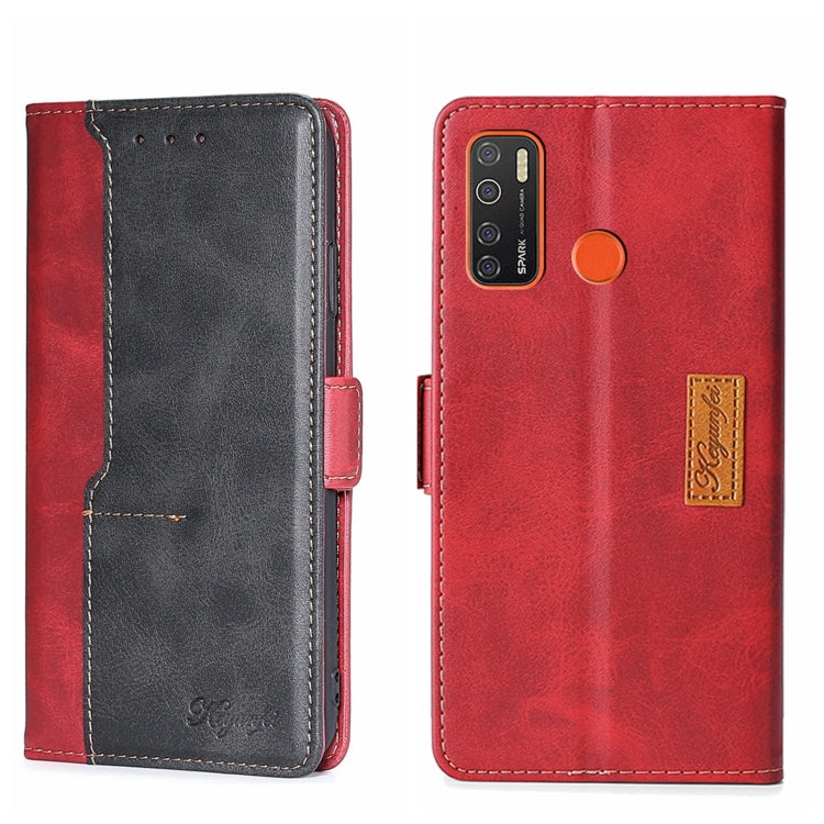For Tecno Camon 15/Camon 15 Air/Spark 5/Spark 5 Pro Contrast Color Side Buckle Leather Phone Case