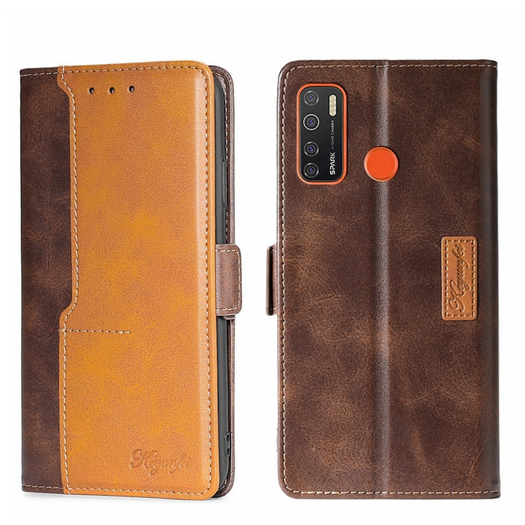 For Tecno Camon 15/Camon 15 Air/Spark 5/Spark 5 Pro Contrast Color Side Buckle Leather Phone Case