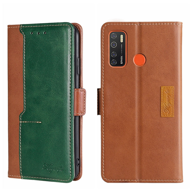 For Tecno Camon 15/Camon 15 Air/Spark 5/Spark 5 Pro Contrast Color Side Buckle Leather Phone Case