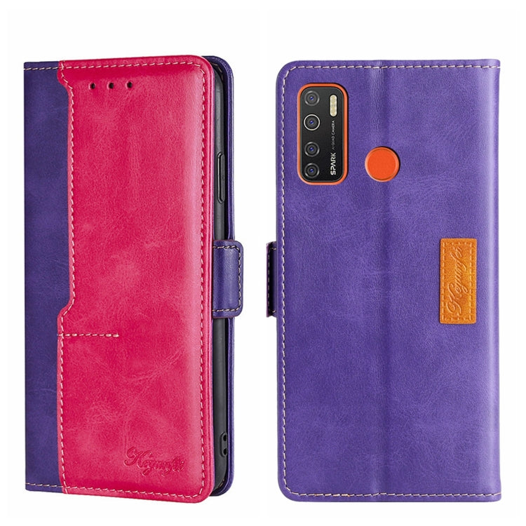 For Tecno Camon 15/Camon 15 Air/Spark 5/Spark 5 Pro Contrast Color Side Buckle Leather Phone Case