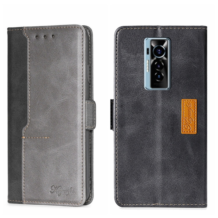 For Tecno Phantom X Contrast Color Side Buckle Leather Phone Case