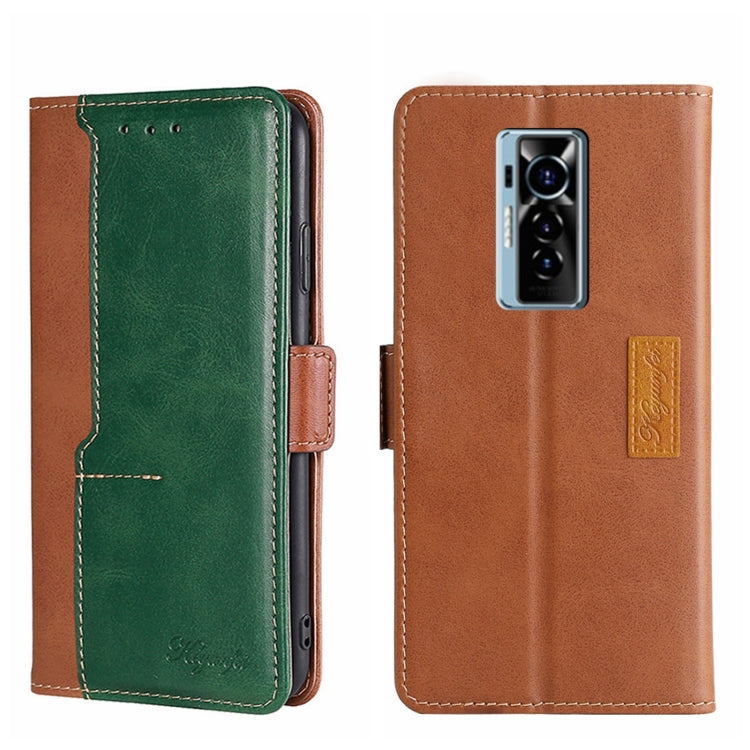 For Tecno Phantom X Contrast Color Side Buckle Leather Phone Case