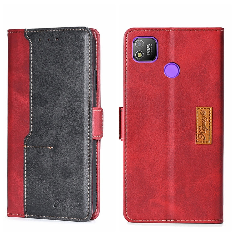 For Tecno Pop 4 Contrast Color Side Buckle Leather Phone Case