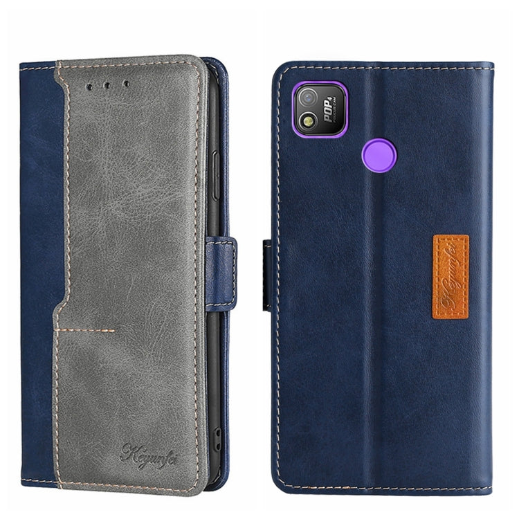 For Tecno Pop 4 Contrast Color Side Buckle Leather Phone Case