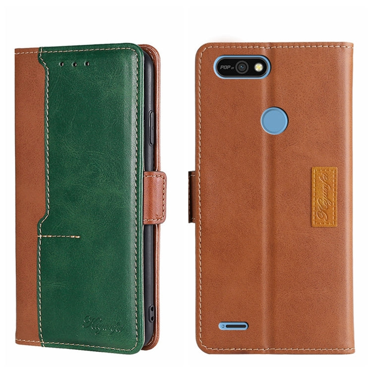 For Tecno Pop 2/Pop 2 F/Pop 2 Pro/Pop 2 Power/Itel P13 Contrast Color Side Buckle Leather Phone Case