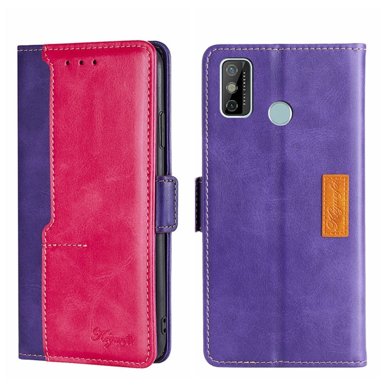 For Tecno Spark 6 GO Contrast Color Side Buckle Leather Phone Case