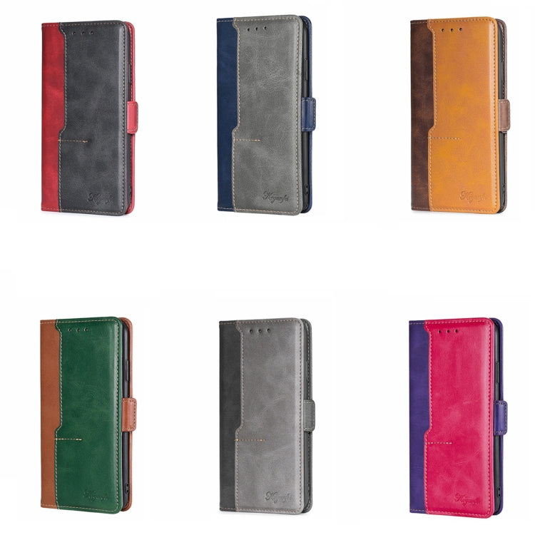 For Tecno Spark 7 Contrast Color Side Buckle Leather Phone Case