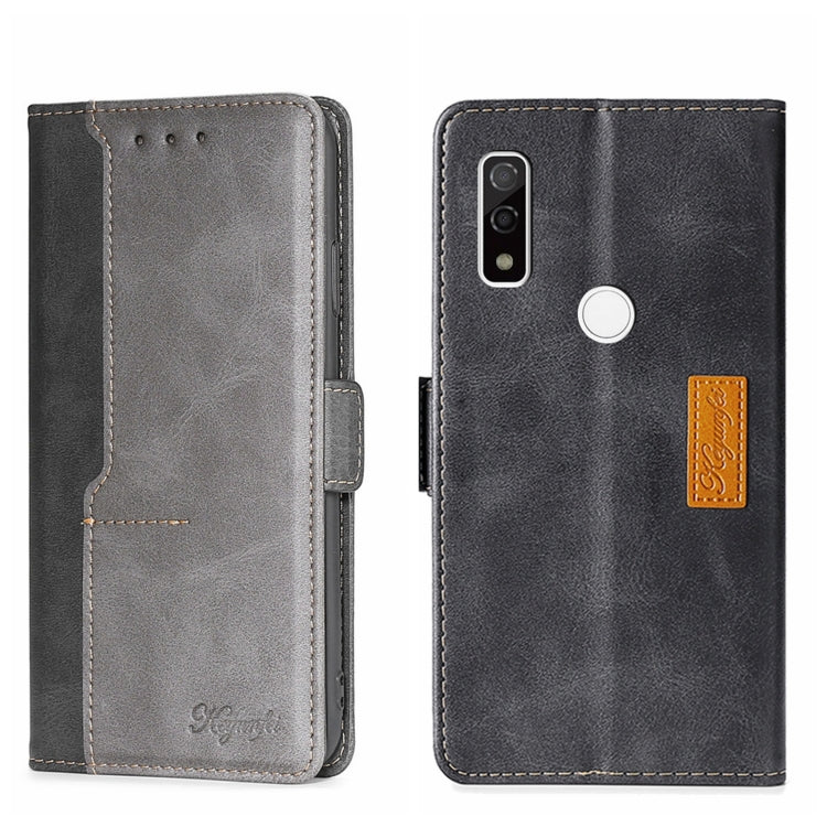 For Fujitsu ARROWS WE F-51B Contrast Color Side Buckle Leather Phone Case