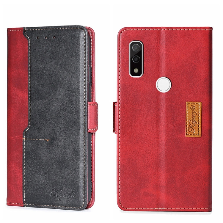 For Fujitsu ARROWS WE F-51B Contrast Color Side Buckle Leather Phone Case
