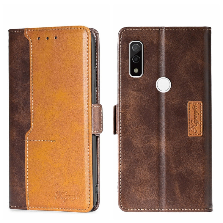 For Fujitsu ARROWS WE F-51B Contrast Color Side Buckle Leather Phone Case