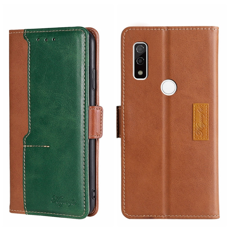 For Fujitsu ARROWS WE F-51B Contrast Color Side Buckle Leather Phone Case