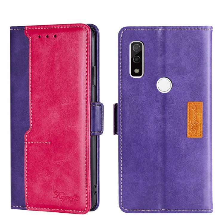 For Fujitsu ARROWS WE F-51B Contrast Color Side Buckle Leather Phone Case