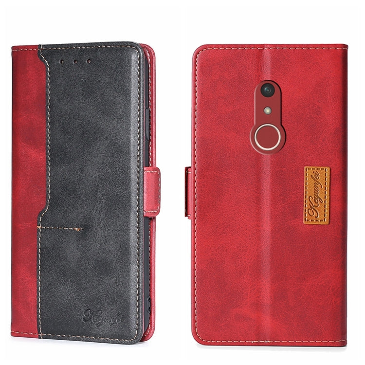 For Fujitsu Arrow Be4 Plus F-41B Contrast Color Side Buckle Leather Phone Case