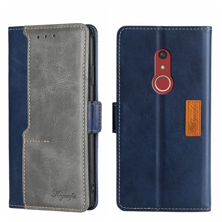 For Fujitsu Arrow Be4 Plus F-41B Contrast Color Side Buckle Leather Phone Case